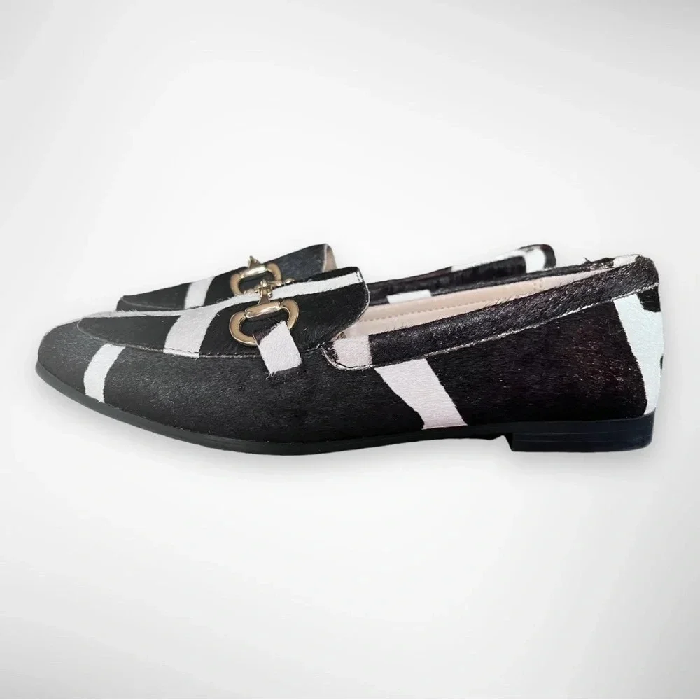 ALFANI Step N Flex Calf Hair Loafers With Brass Horse Bit Detail Size 6‎ | EUC
